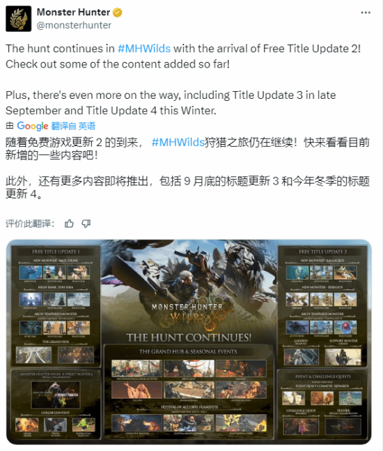 速盈配资 《MH荒野》官方晒更新总结图 玩家锐评:看着多实际少